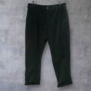 LL Bean Corduroy Pants Mens 36x30 Green Classic Fit Straight Leg Cuffed 285254